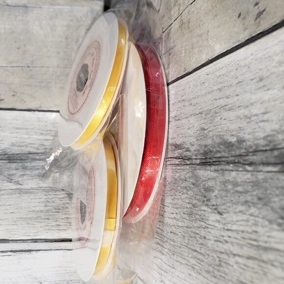 NWT - Red and Yellow Satin Ribbon (3 rolls) - Picture 1 of 6